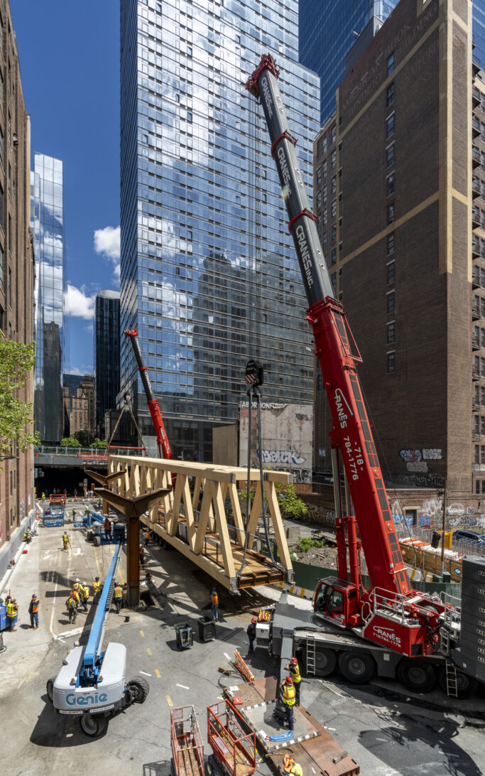 Slide 2 of 4, High Line Moynihan Connector Timber Bridge Installation