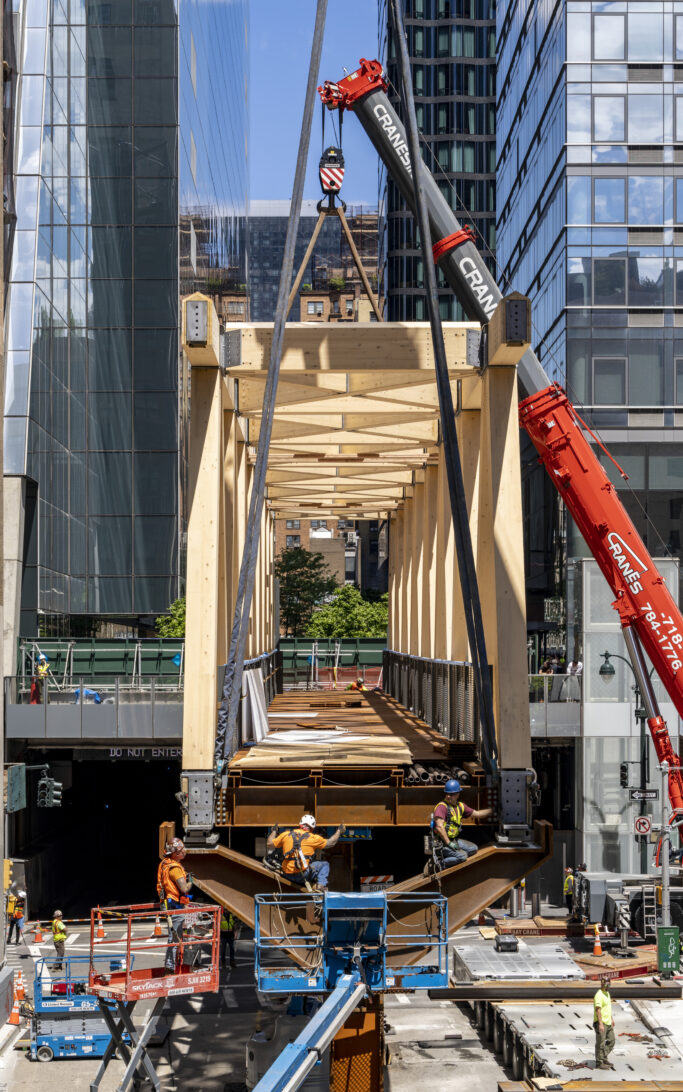 Slide 3 of 4, High Line Moynihan Connector Timber Bridge Installation