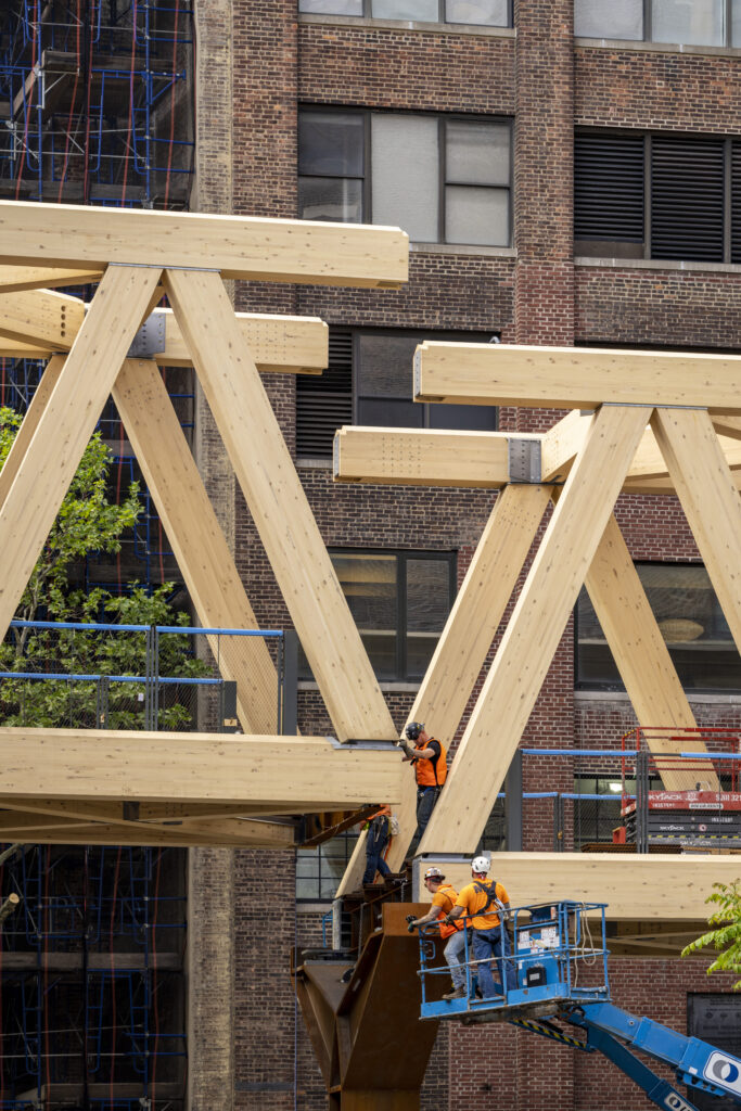 Slide 4 of 4, High Line Moynihan Connector Timber Bridge Installation