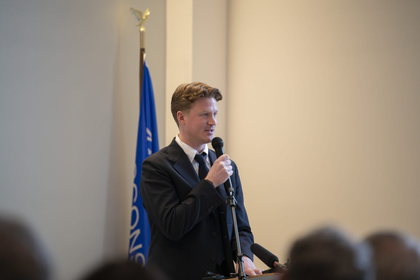 Slide 3 of 6, Jason Fisher speaking at ribbon cutting ceremony